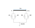 Détail d'un changeur de prises à base de thyristors, illustrant la commutation d'une prise n à n+1 ou inversement.