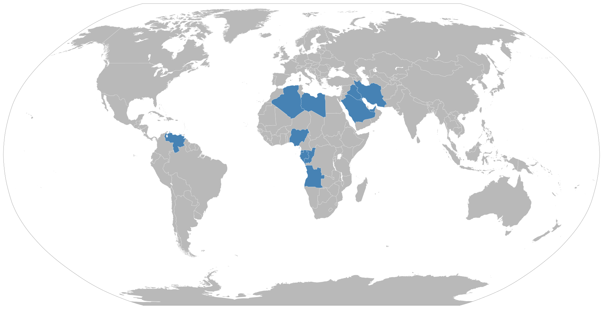 Map of OPEC member countries
