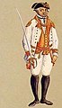 Brazilian soldier of auxiliary troops (native man) of the 18th century.