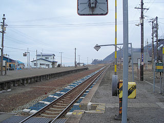 Ōkishi Station railway station in Toyoura, Abuta district, Hokkaidō, Japan