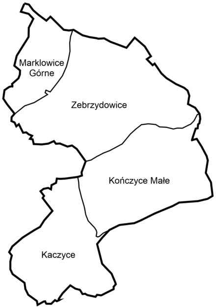 Division of the gmina POL Gmina Zebrzydowice Mapa.png