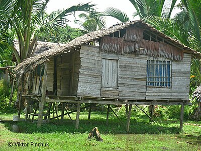 Casa sobre palafitas (Papua Nova Guiné)