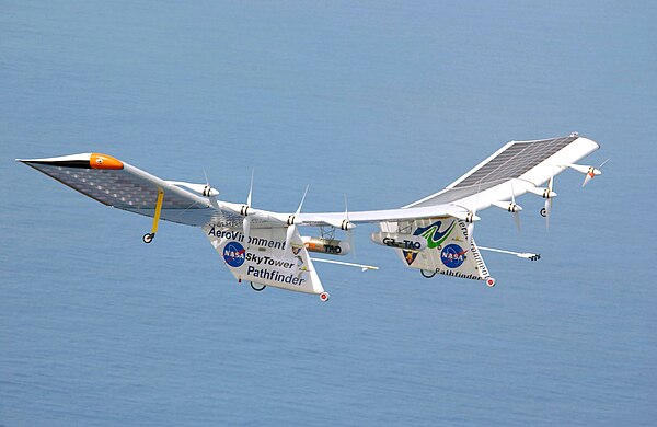 Pathfinder Plus in flight over Hawaii, June 2002, equipped with Skytower communications equipment