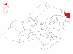 Pequannock Township highlighted in Morris County. Inset map: Morris County highlighted in the State of New Jersey.