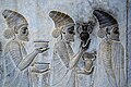 Image 12Detail of a relief on the eastern stairs of the Apadana Palace, Persepolis, depicting Armenian ambassadors, bringing wine to the Persian Emperor. (from History of wine)