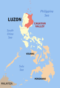 Mapa han Pilipinas nga nagpapakita kon hain nahimutangan an Rehiyon II Siong han Cagayan Walog han Cagayan