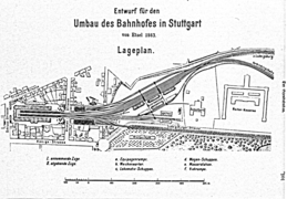 Planskizze alter Bahnhof Stuttgart 1863