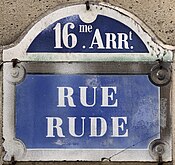 Plaque Rue Rude - Paris XVI (FR75) - 2021-08-17 - 1.jpg