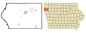 Plymouth County Iowa Incorporated and Unincorporated areas Oyens Highlighted.svg