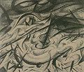 "ხანძარი კიევში." 1916. ქაღალდი, ნახშირი. ზომა: 27х32 სმ. უკრაინის ეროვნული სამხატვრო მუზეუმი, კიევი.