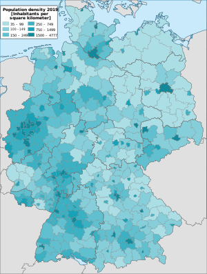 Dendësia e popullsisë së Gjermanisë
