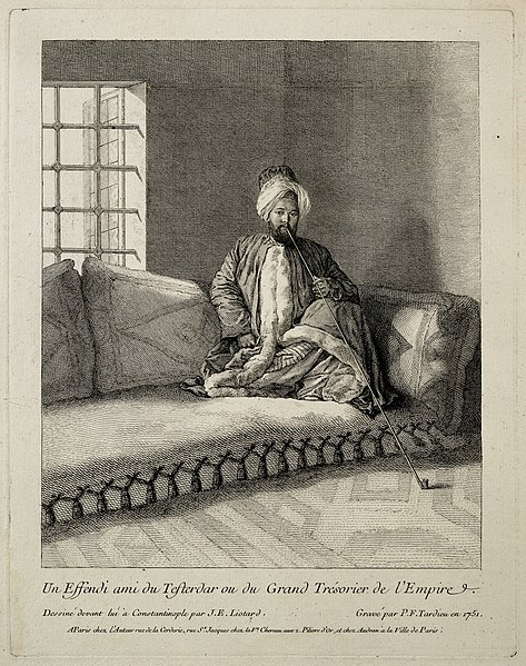 File:Portret van man met tulband en lange pijp Un effendi ami du tefterdar ou du grand trésorier de l'empire (titel op object), RP-P-OB-74.459.jpg