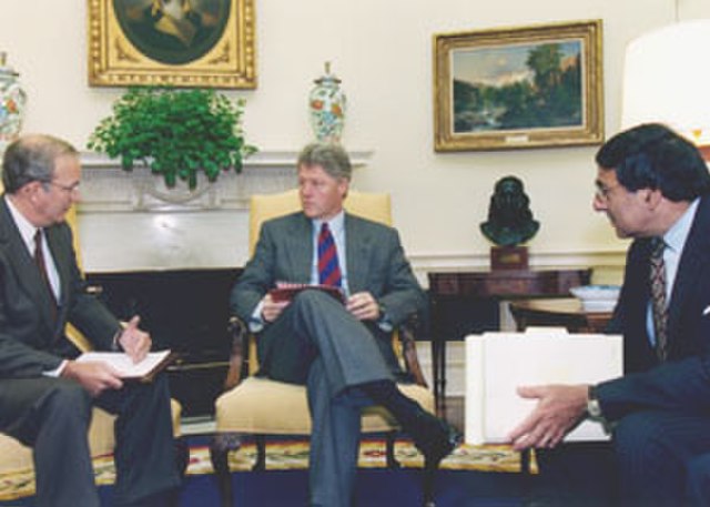 Panetta with President Bill Clinton and Anthony Lake in October 1994