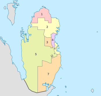 Qatar, administrative divisions - Nmbrs - colored.svg