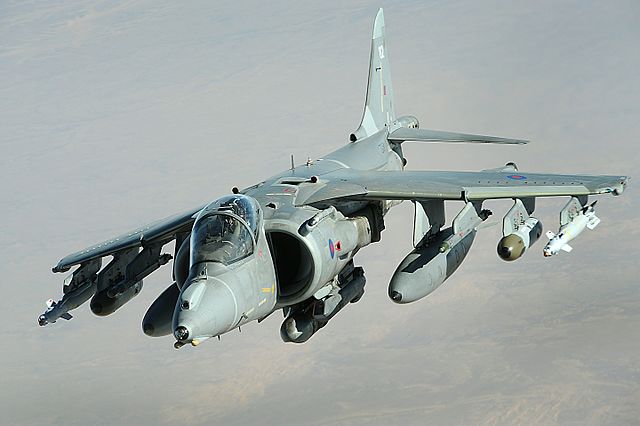 英空軍のハリアーGR.9。2008年、アフガニスタンにて。