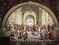 『アテネの学堂』 ラファエロ・サンティオ 1509-1510、フレスコ、500 × 770 cm、バチカン市国
