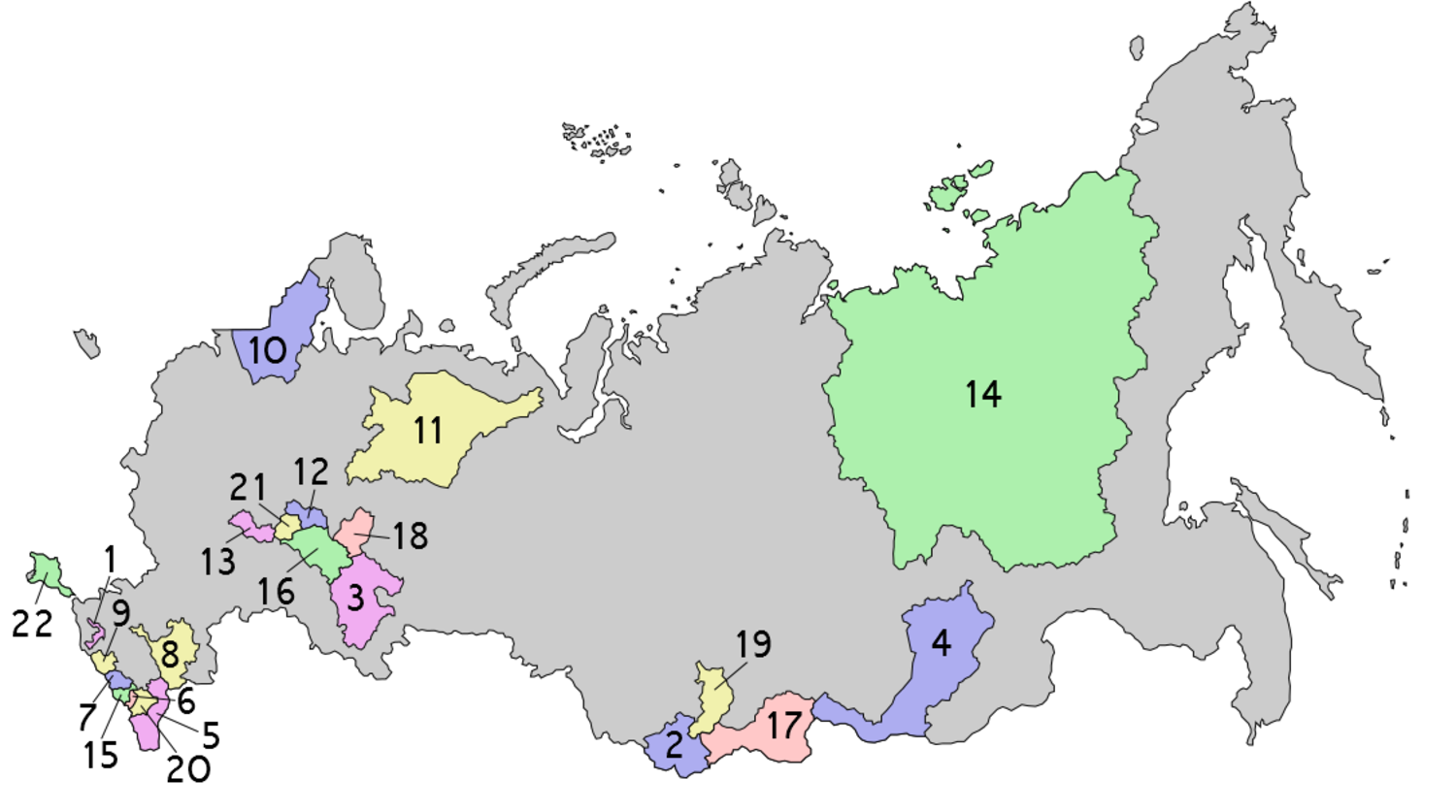 FEDERAÇÃO DA RÚSSIA - SUBDIVISÕES DA RÚSSIA