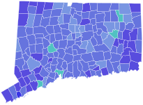 Results for the 2018 Democratic Lieutenant Governor Primary Election in Connecticut by municipality.svg