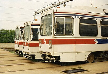 SEPTA LRVs at the maintenance facility, 1993.jpg