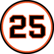 Barry Bonds's number 25 was retired by the San Francisco Giants in 2018. SFGiants 25.png