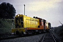 Two Sierra diesel locomotives. SRR 40 and 42 at Jamestown Jess Fowler Dec64RP - Flickr - drewj1946.jpg