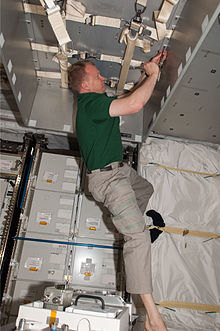 Boe working aboard the International Space Station during the STS-133 mission. STS-133 ISS-26 Eric Boe works in the newly-installed PMM Leonardo.jpg