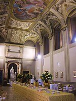 Sala Braschi, named after Pius VI (Giovanni Angelico Cardinal Braschi), Pope from 25 December 1717 to 29 August 1799. Residents recount that this is where Wolfgang Amadeus Mozart's father introduced him to prospective patrons in the Papal Court. Sala Braschi.JPG