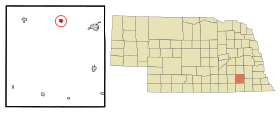 Saline County Nebraska Incorporated and Unincorporated areas Dorchester Highlighted.svg