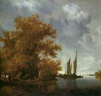„Речен пейзаж с лодки“ (ок. 1640), Национална галерия на Виктория, Мелбърн, Виктория, Австралия