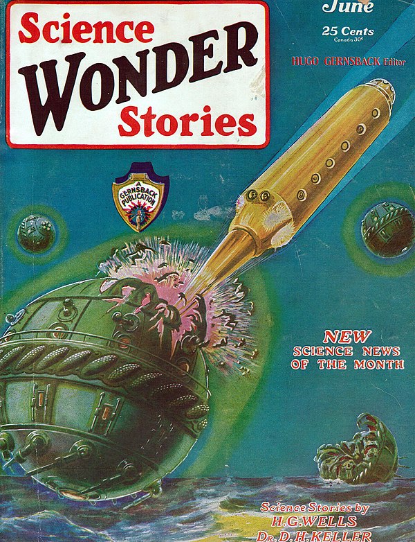 The first issue of Science Wonder Stories, June 1929. The cover is by Frank R. Paul.