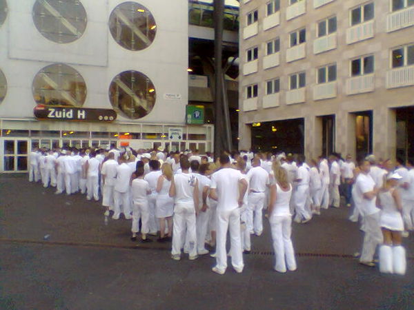 Attendees dressed in white