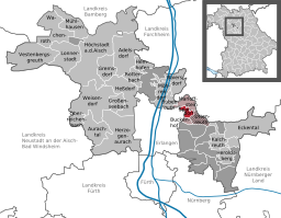 Läget för Spardorf i Landkreis Erlangen-Höchstadt