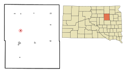 Location in Spink County and the state of گونئی داکوتا ایالتی