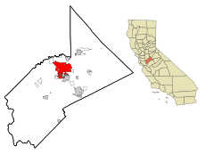 Stanislaus County California Incorporated and Unincorporated areas Modesto Highlighted.svg