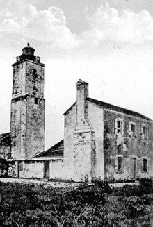 Original Anastasia Island lighthouse, now destroyed. Lower parts of the coquina tower dated to the First Spanish Period.