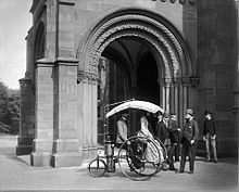 Copeland steam trike in 1888 Steam Tricycle in Front of North Entrance to Smithsonian Institution Building 1888.jpg