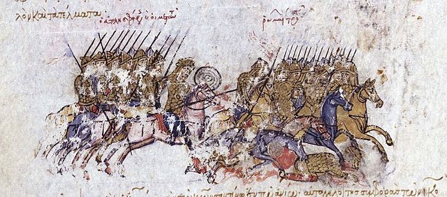 The defeat of the Byzantines at Dvin, miniature from the Madrid Skylitzes