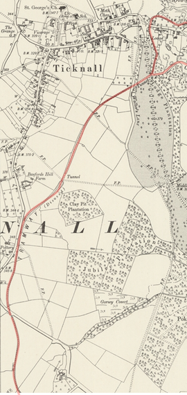 Route of the Ticknall Tramway