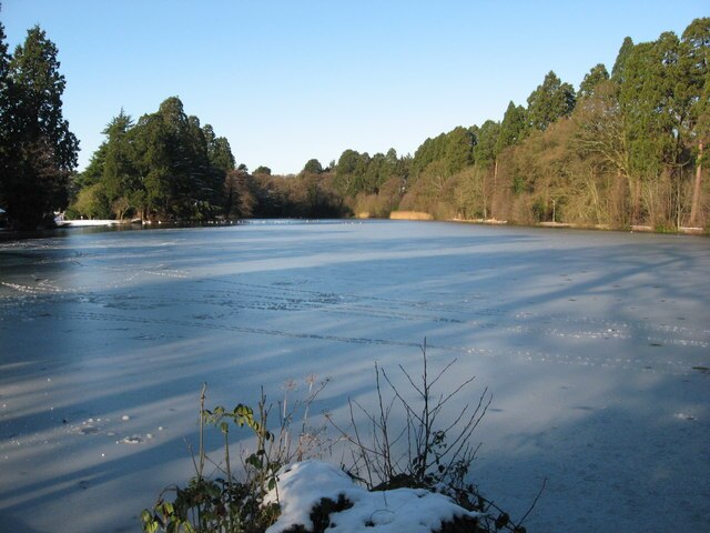 The lake at Tredegar House in winter.