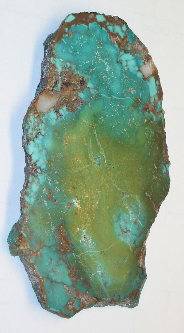 Slab of turquoise in matrix showing a large variety of different coloration