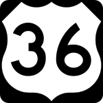 US Highway 36 road sign