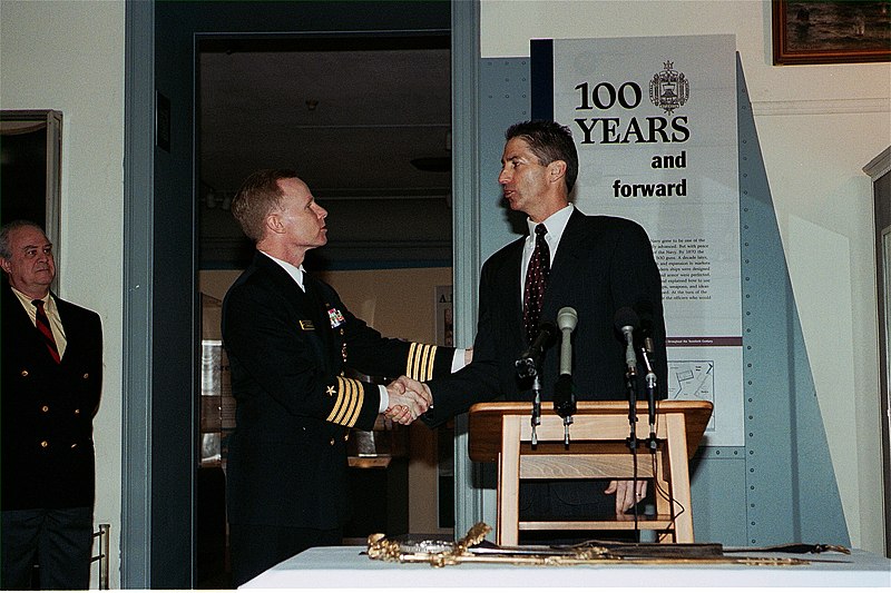 File:US Navy 040112-N-0000X-002 U.S. Naval Academy Commandant of Midshipmen Capt. Joe Leidig, left, shakes hands with Jeffrey A. Lampinski, Special Agent in Charge of the Philadelphia Division of the FBI.jpg