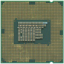 Das Foto zeigt die Unterseite des Pentium G620 mit den Komponenten