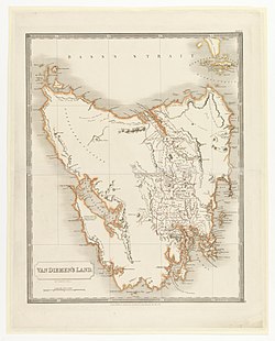 Van Diemen's Land harita üzerinde