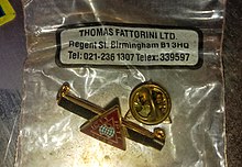 Vintage badge and button manufactured by the Thomas Fattorini Ltd, from a personal collection in West Bengal, India. Vintage broaches or badges manufactured by the Thomas Fattorini Ltd from personal collection, photographed by Yogabrata Chakraborty, on April 3, 2023.jpg