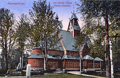 Perfil de l'església, en una postal alemanya de 1917.