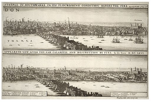 Wenceslas Hollar - London before and after the fire (State 1) 2