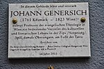 Johann Genersich - Gedenktafel