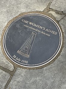 The plaque commemorating the Women's Ashes trophy creation at Lord's. Women's Ashes plaque.jpg