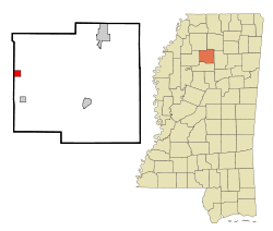Yalobusha County Mississippi Incorporated and Unincorporated areas Oakland Highlighted.svg